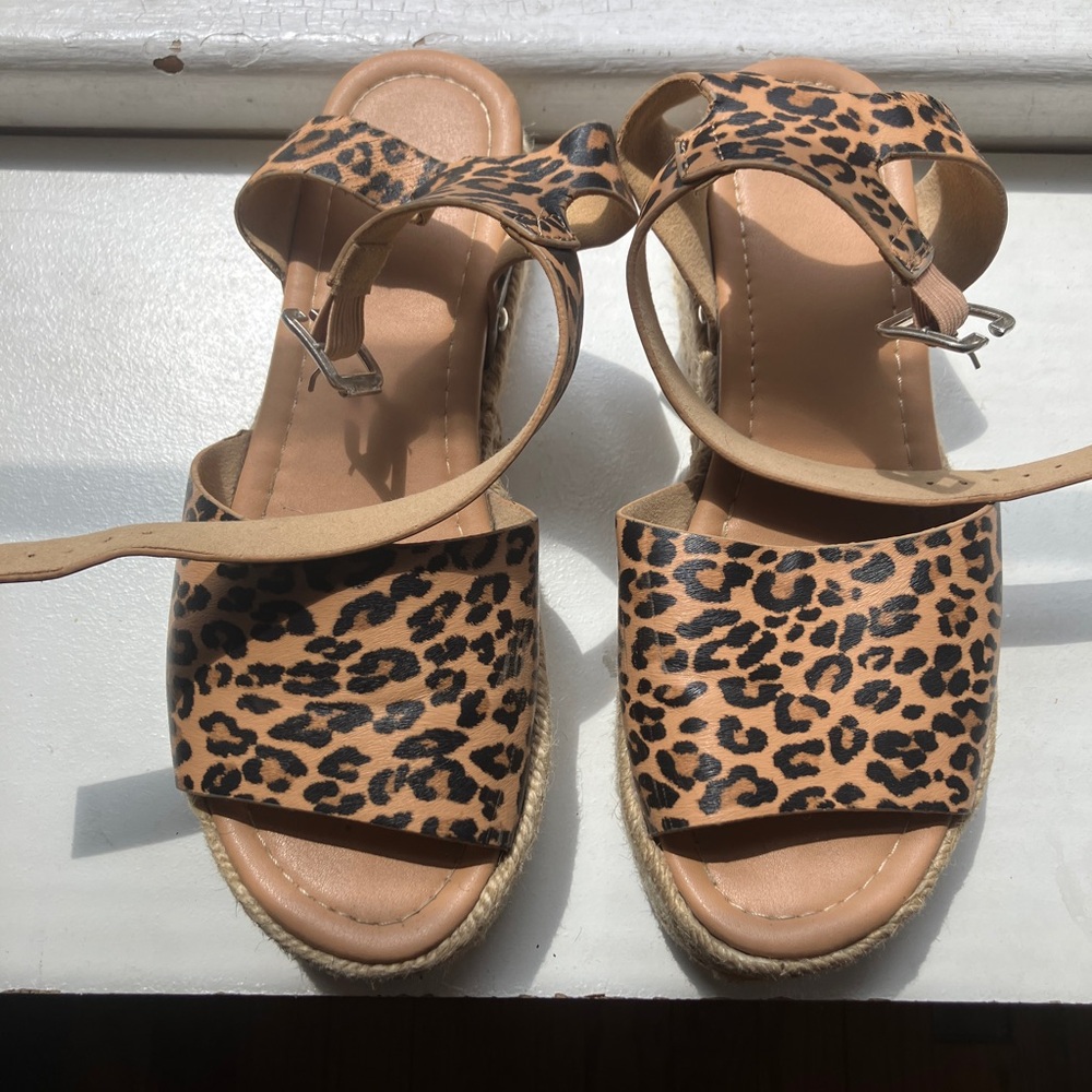 Leopard platform espadrilles size 7